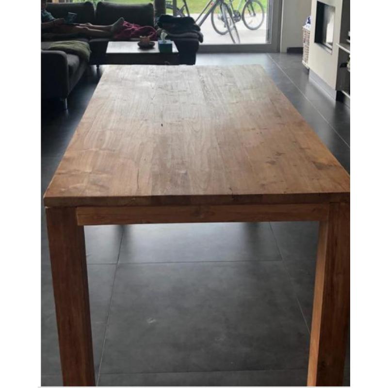 Eettafel teak afmetingen 90cm breed, 2m lang en 80cm hoog